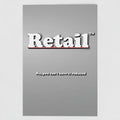 Front view of a grey greetings card featuring the phrase "Retail - No, you can't have it reduced' in a bold white typeface by Retailer Therapy.